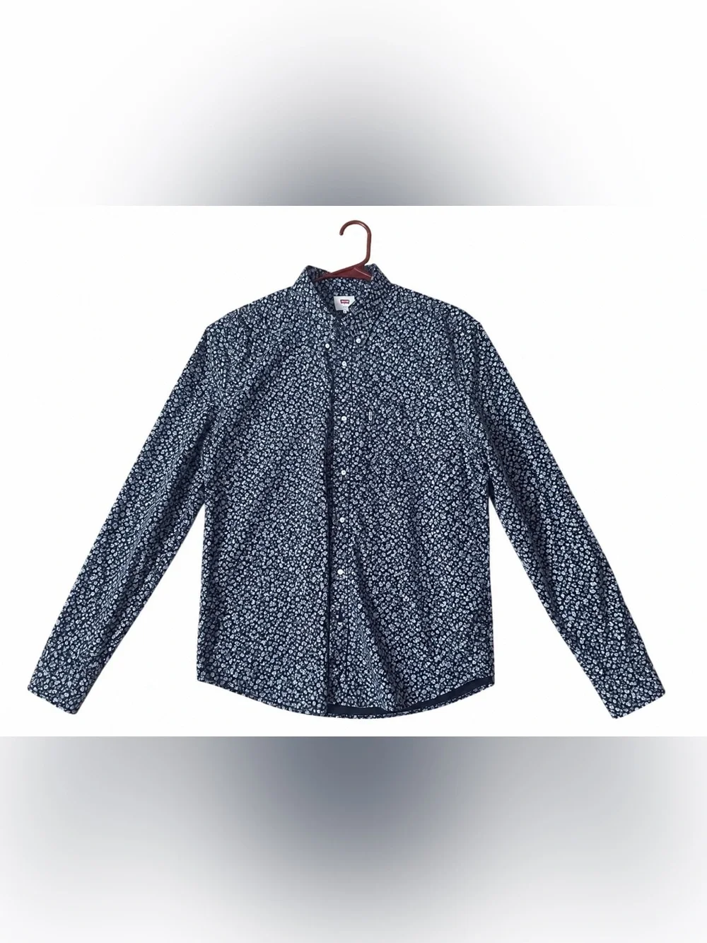 Levi's Men's Dark Blue Floral Button-Down Shirt EUC